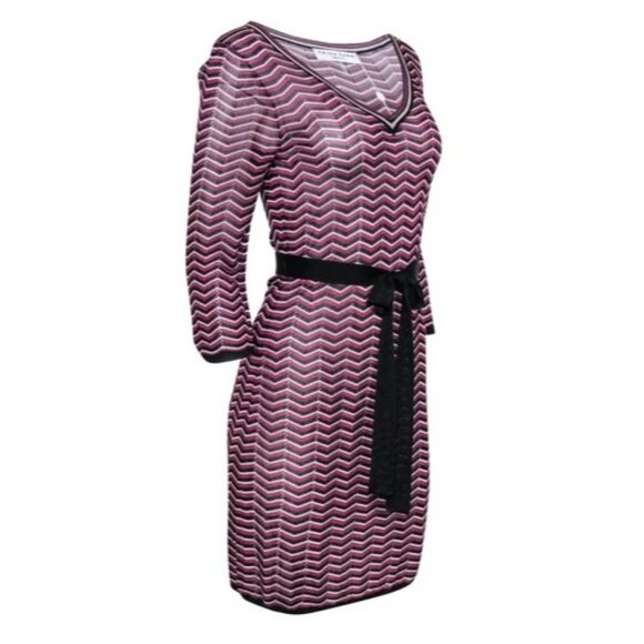 Trina Turk Chevron Belted Sweater Dress w/ Slip M NWT - Picture 3 of 7